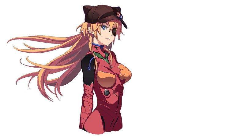 Anime Girl in Red Suit — Confident, Long Hair, Cat Hat
