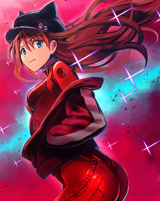 Anime Girl in Red Suit — Dramatic, Cat Hat