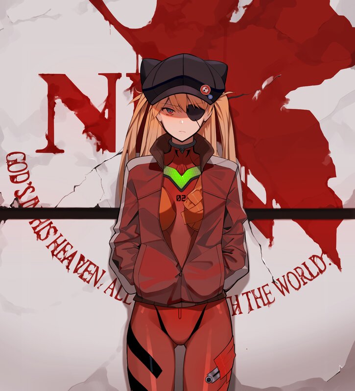 Anime Girl in Red Suit — Dramatic, Digital Art, Cat Hat