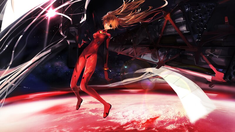 Anime Girl in Red Suit — Dramatic, Digital Art, Mecha