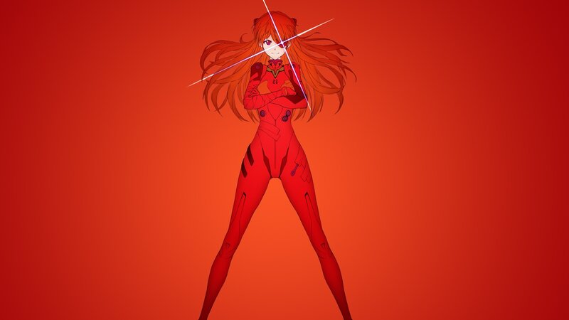 Anime Girl in Red Suit — Dramatic, Long Hair, Crossed Arms