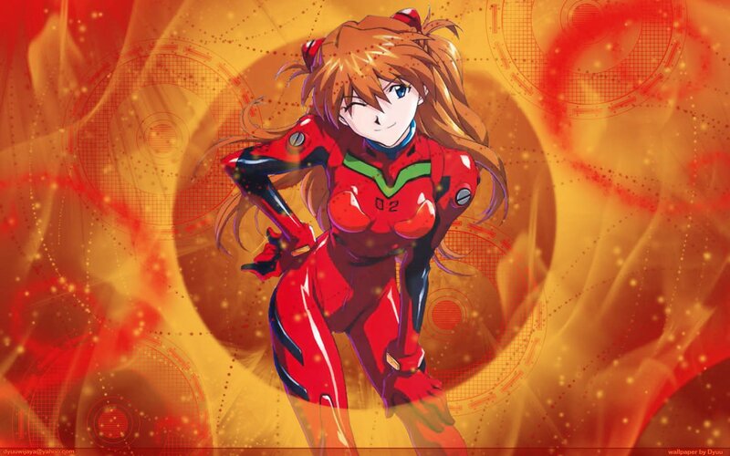 Anime Girl in Red Suit — Dramatic, Red Suit, Orange Background