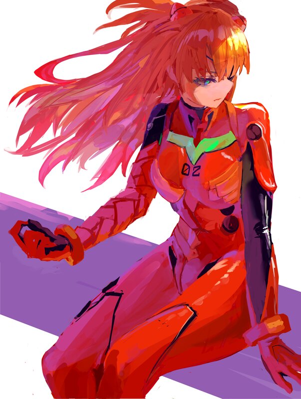 Anime Girl in Red Suit — Dynamic, Digital Art, Red Hair