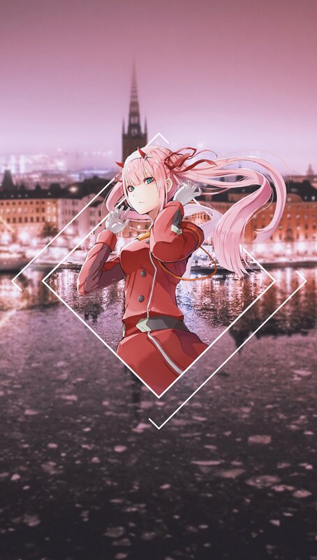 Anime Girl in Red Suit — Pink