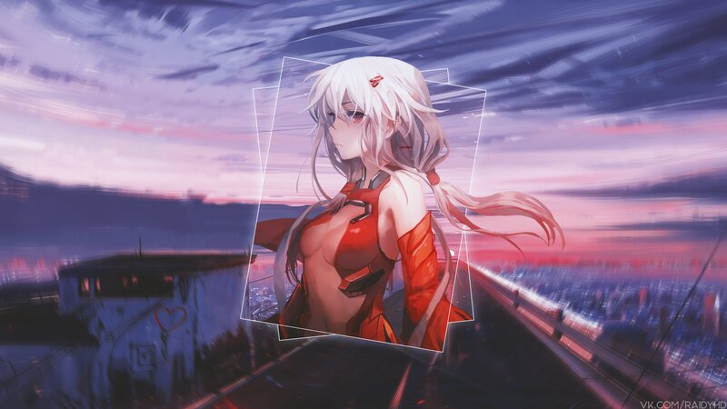 Anime Girl in Red Suit — Purple, Dramatic