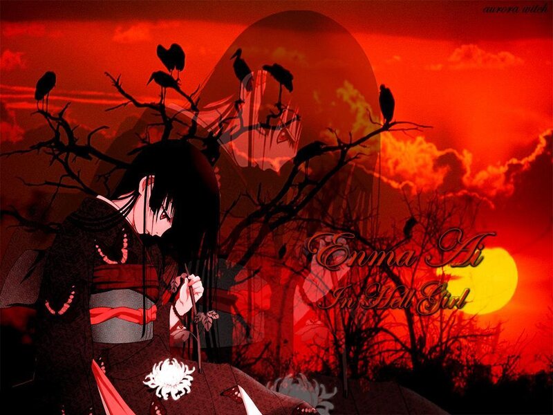 Anime girl in red sunset