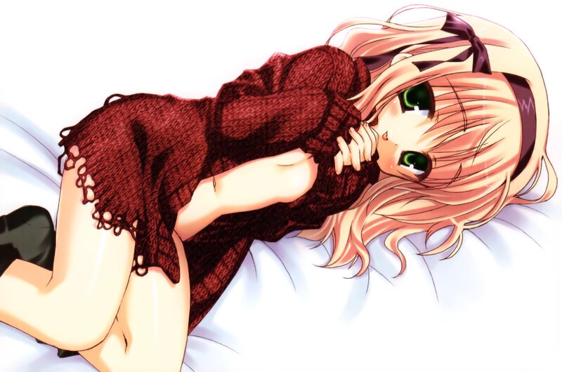 anime girl in red sweater