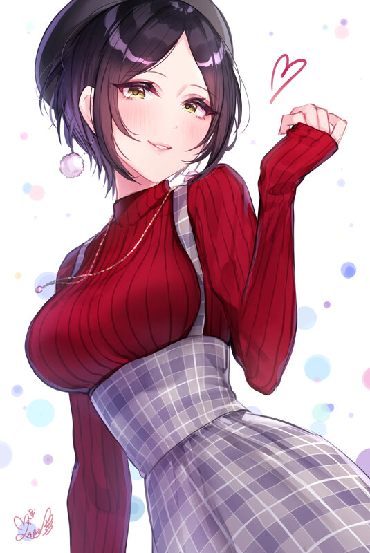 Anime Girl in Red Sweater — Playful