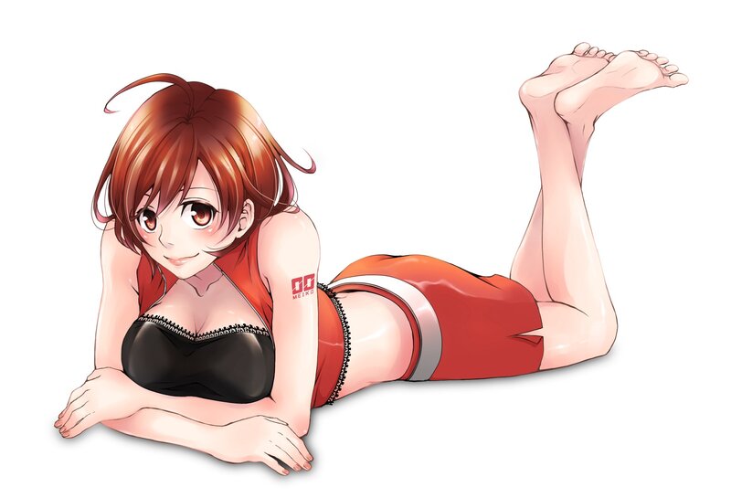 Anime girl in red swimsuit