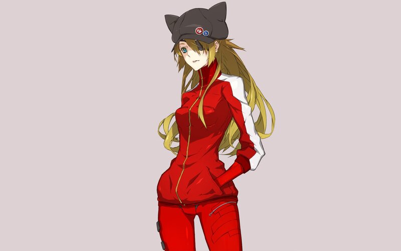 anime girl in red tracksuit