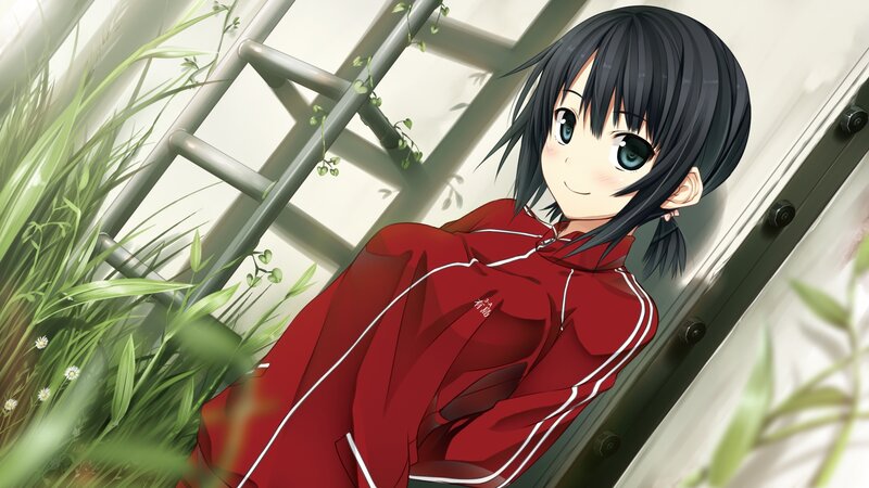 anime girl in red tracksuit