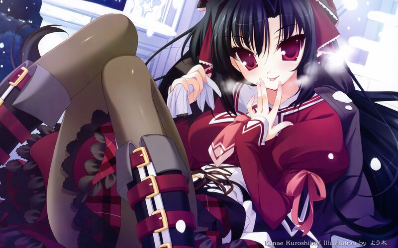 Anime Girl in Red Uniform — Black
