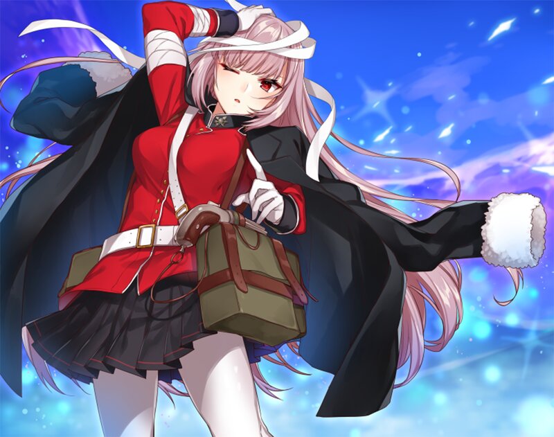 Anime Girl in Red Uniform — Blue
