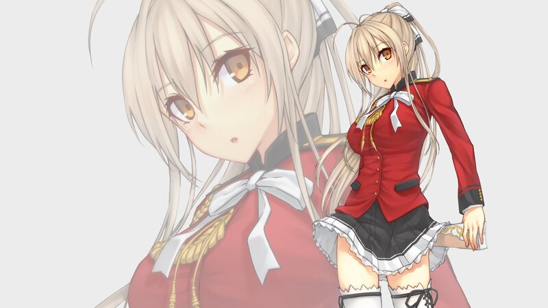 Anime Girl in Red Uniform — Calm, Bow