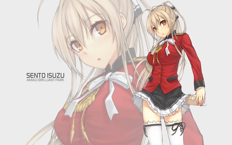 Anime Girl in Red Uniform — Calm, White Bow