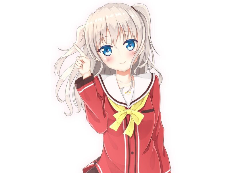 Anime Girl in Red Uniform — Cheerful