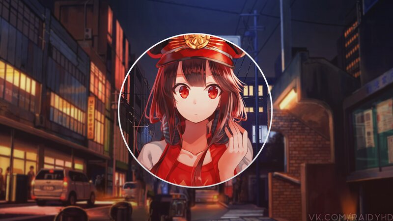 Anime Girl in Red Uniform — Dramatic, Night