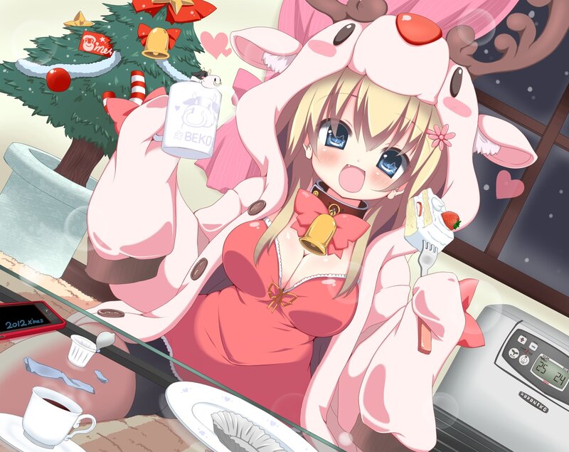 Anime Girl in Reindeer Costume — Pink