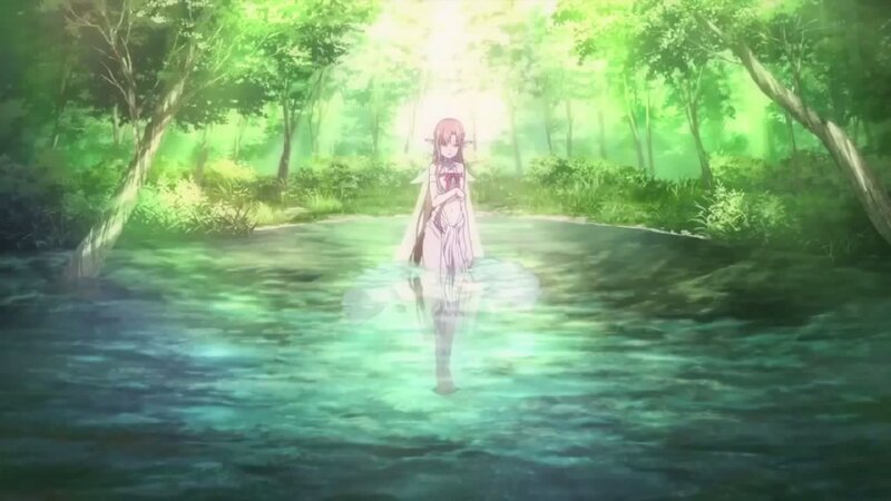 Anime Girl in River — Green