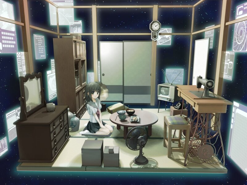 Anime Girl in Room — Blue