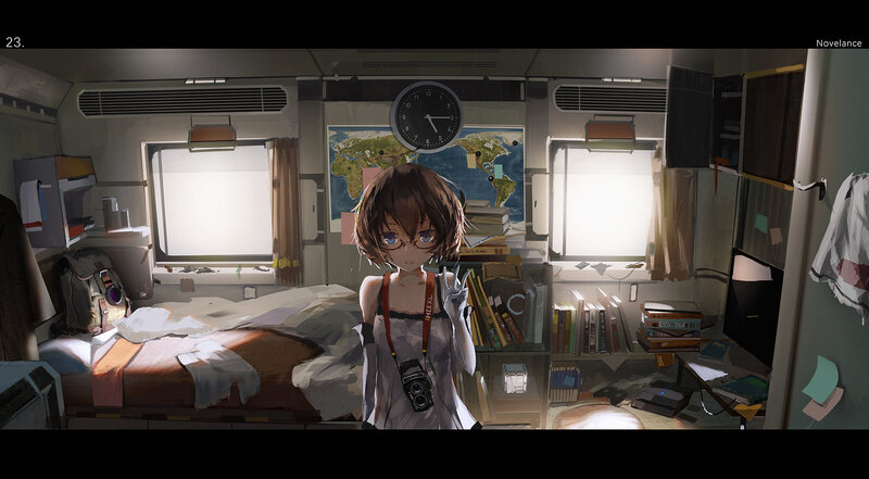 Anime Girl in Room — Brown, Calm, Morning