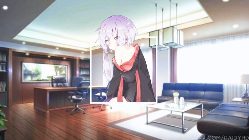 Anime Girl in Room — Purple, Calm, Afternoon
