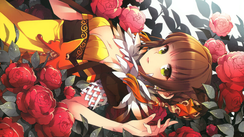 anime girl in rose garden