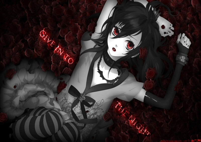 Anime Girl in Roses
