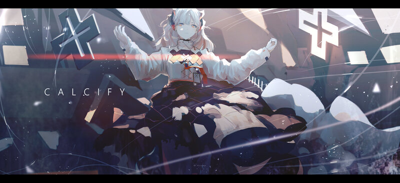 Anime Girl in Rubble — White