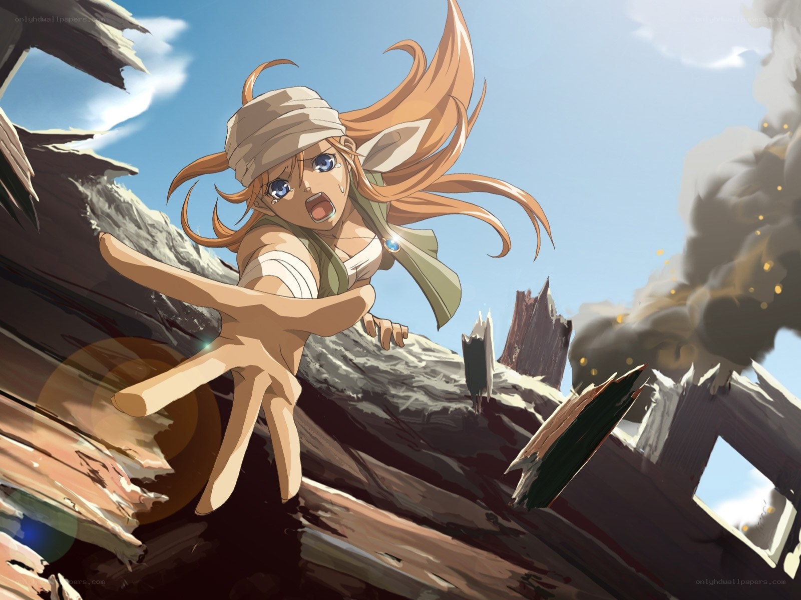 Anime girl in rubble