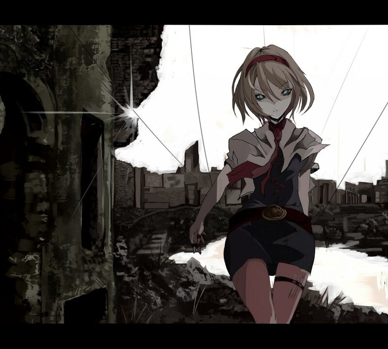 anime girl in ruins