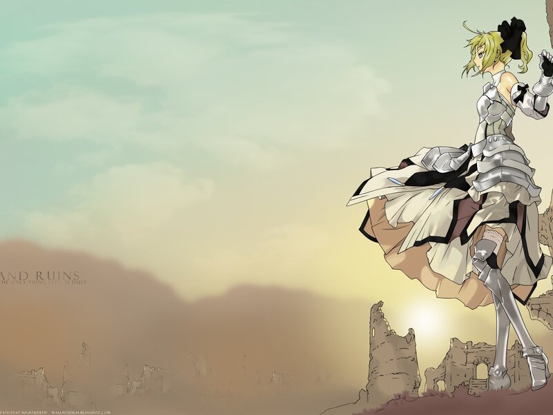 anime girl in ruins