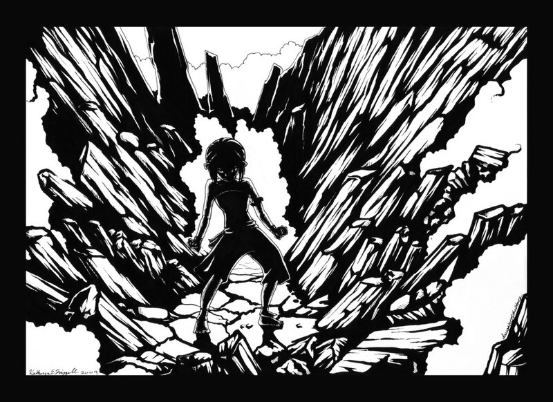 Anime Girl in Ruins — Black, Dramatic, Manga