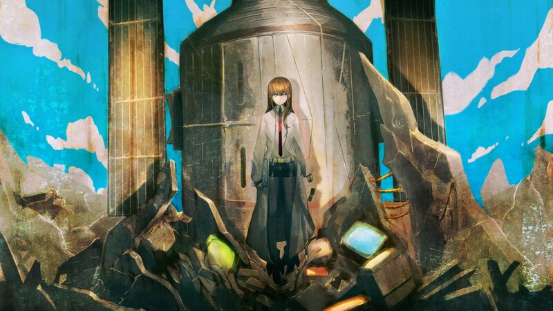 Anime Girl in Ruins — Blue, Dramatic, Digital Art
