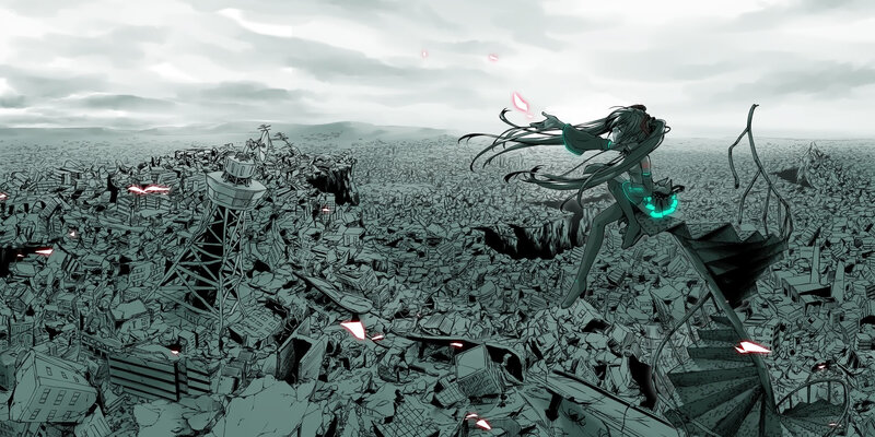 Anime Girl in Ruins — Gray