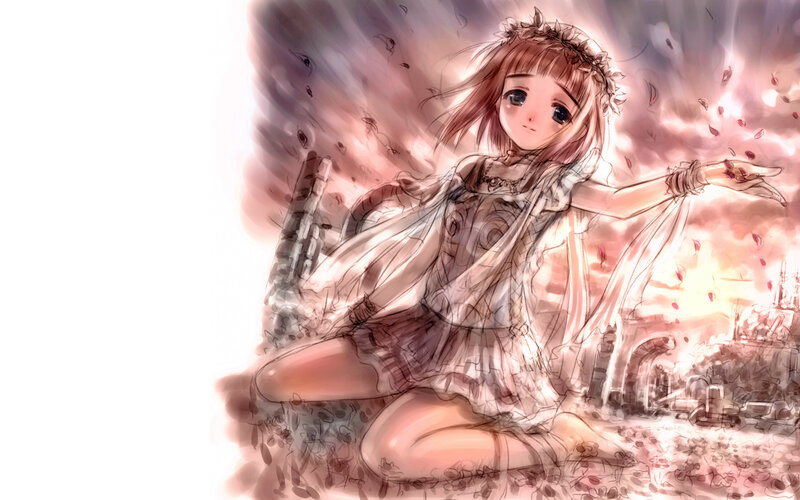 Anime Girl in Ruins — Pink