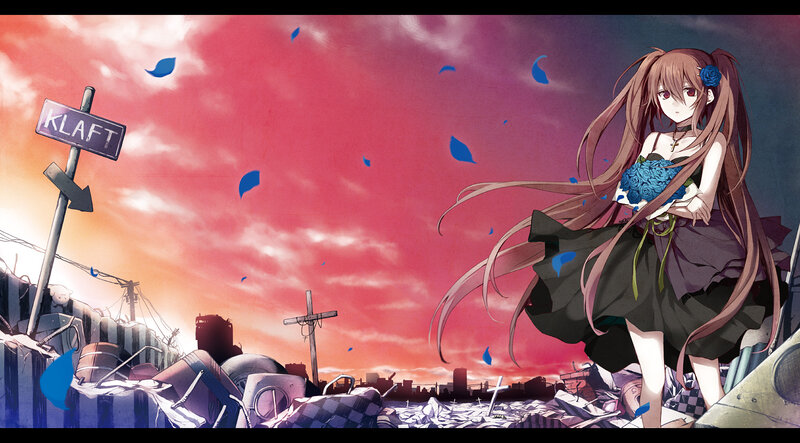 Anime Girl in Ruins — Red
