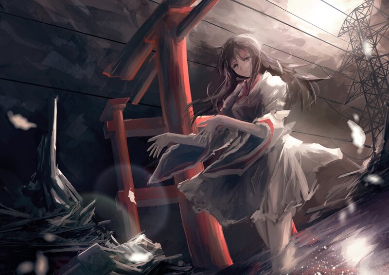 Anime Girl in Ruins — White