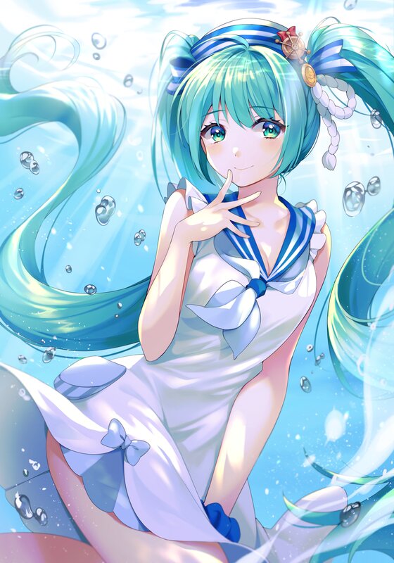 Anime Girl in Sailor Dress — Blue, Serene