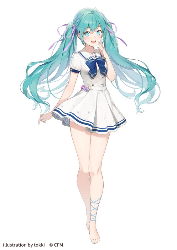 Anime Girl in Sailor Dress — White, Cheerful
