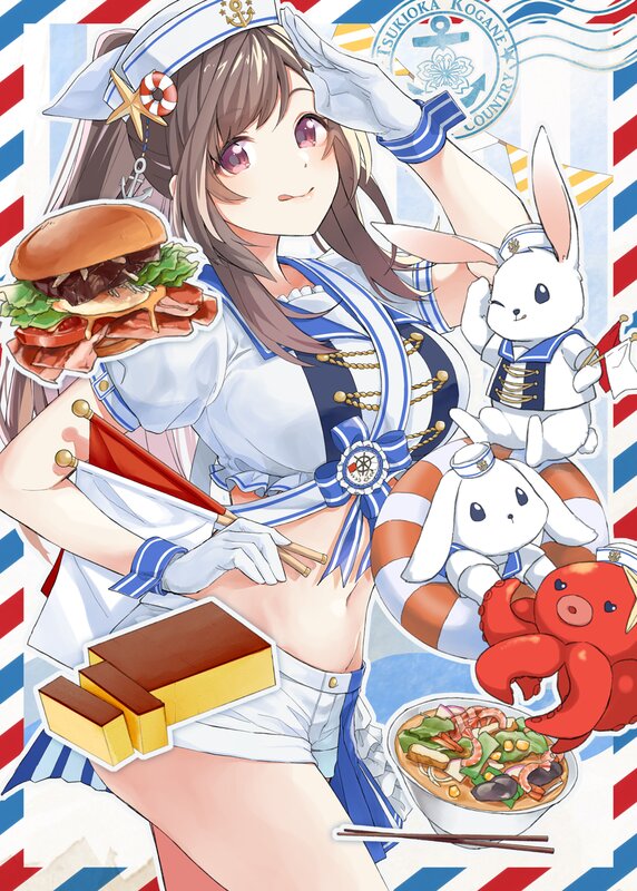 Anime Girl in Sailor Outfit — Blue, Playful