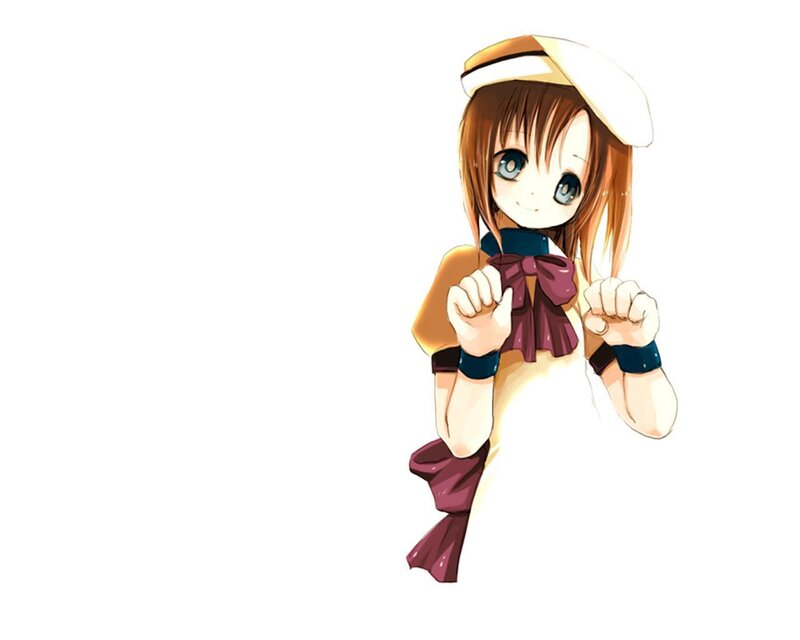 Anime Girl in Sailor Outfit — White, Playful, Hat