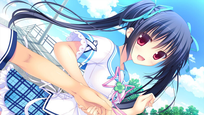 Anime Girl in Sailor Uniform — Blue, Cheerful, Afternoon