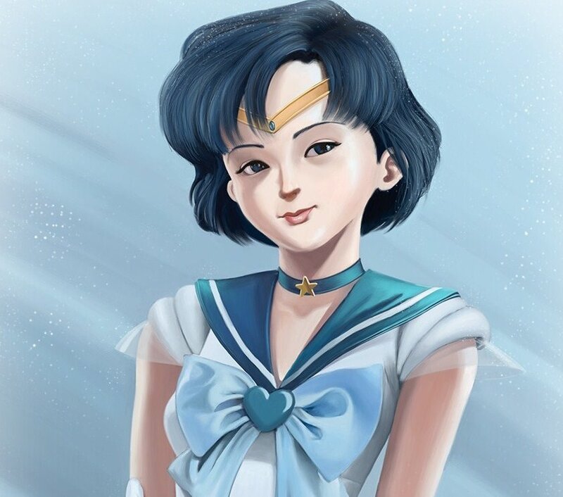 Anime Girl in Sailor Uniform — Blue