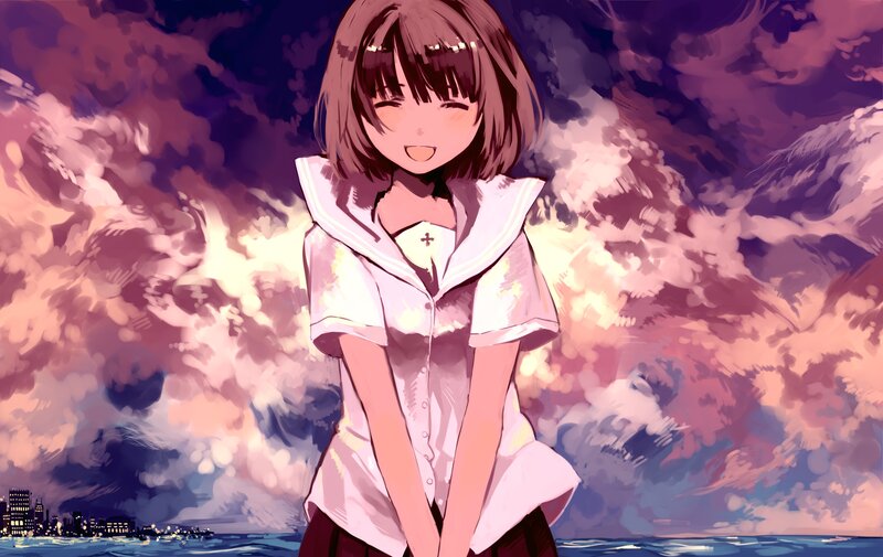 Anime Girl in Sailor Uniform — Purple