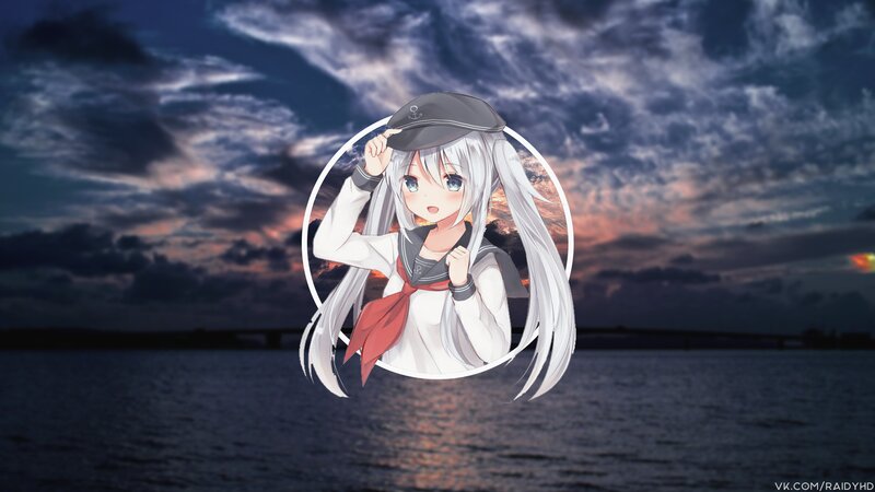 Anime Girl in Sailor Uniform — White, Dramatic