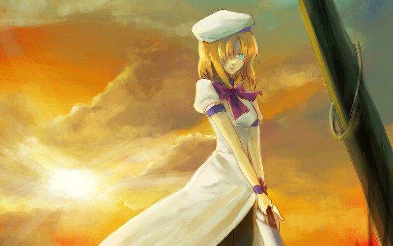 Anime Girl in Sailor Uniform — Yellow