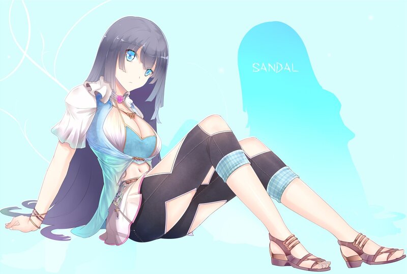 Anime girl in sandals