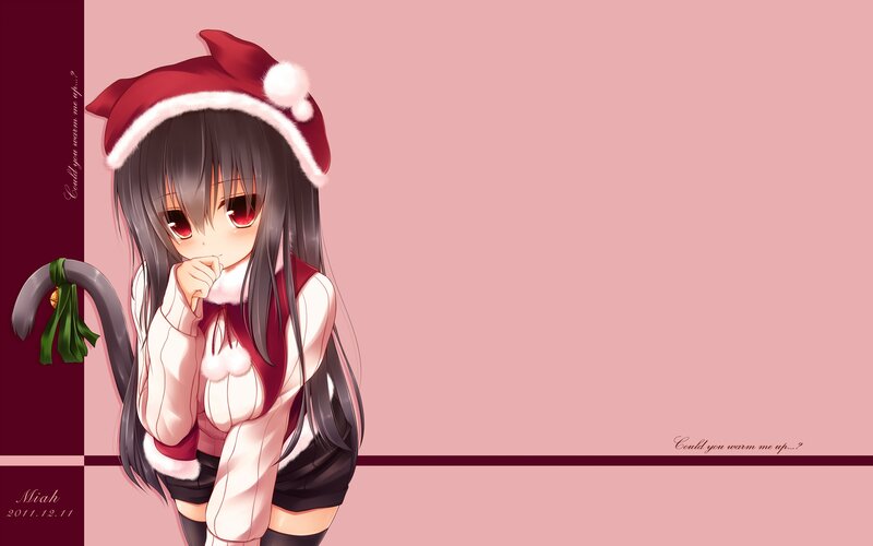 anime girl in santa hat