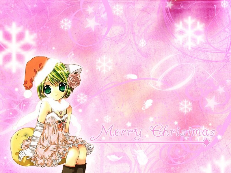 Anime girl in Santa hat